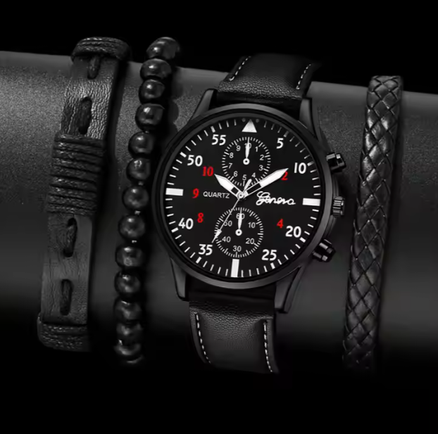 Elegant herenhorloge van bruin leer