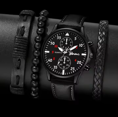 Elegant herenhorloge van bruin leer