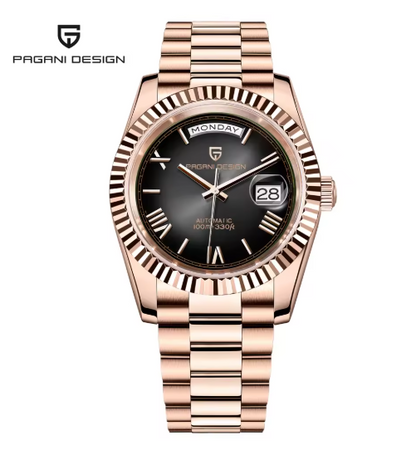 Design roségoud mechanisch herenhorloge