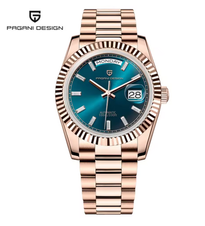 Design roségoud mechanisch herenhorloge