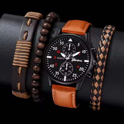 Elegant herenhorloge van bruin leer