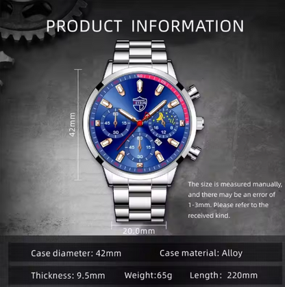 Stijlvol zilveren herenhorloge