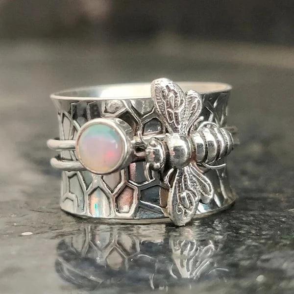 Bijen edelsteen meditatie spinner ring