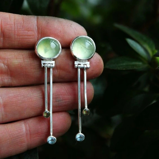 Vintage groene kristallen oorbellen