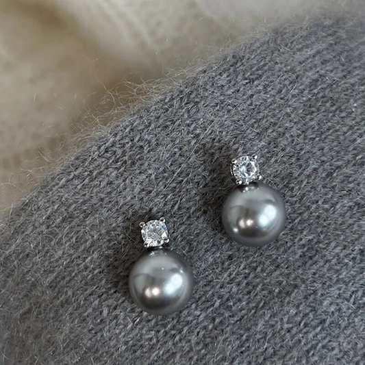 Elegante zwarte parel zirkonia oorbellen