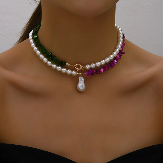Elegante kleurrijke barokke parelketting