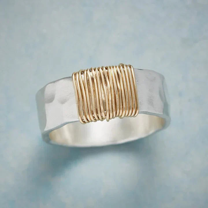 Vintage goldfaden ring in zilver