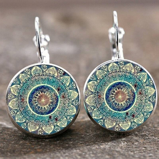 Afgeronde mandala oorbellen vintage