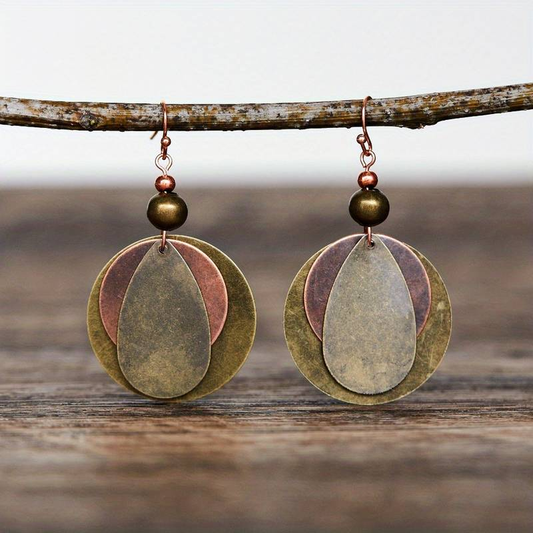 Ronde bruine vintage oorbellen