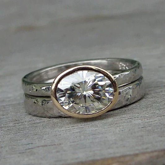 Vintage dubbele zilveren zirkonia ring