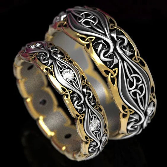 Vintage paar gold & silber ring
